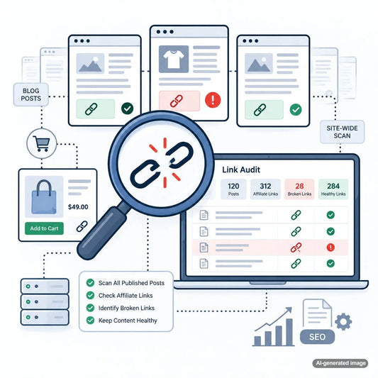 Affiliate link audit dashboard used to detect broken affiliate links across published blog posts