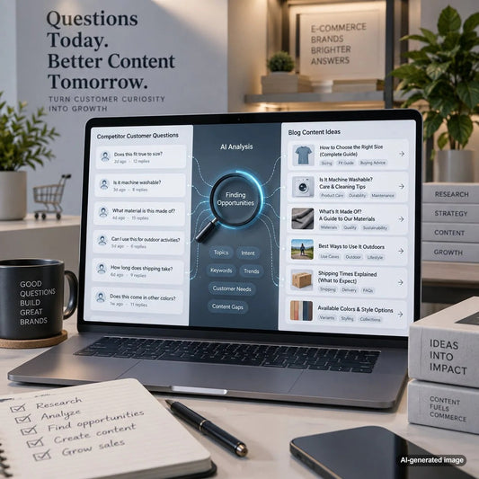 Business owner researching competitor customer questions to discover SEO content ideas and organic search opportunities