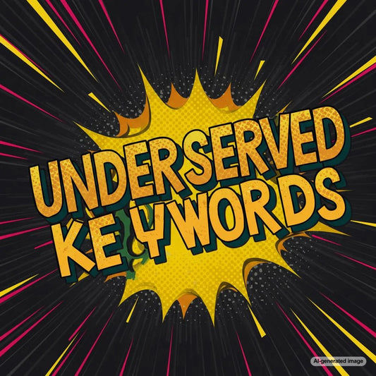 Magnifying glass highlighting underserved keywords on a digital search interface