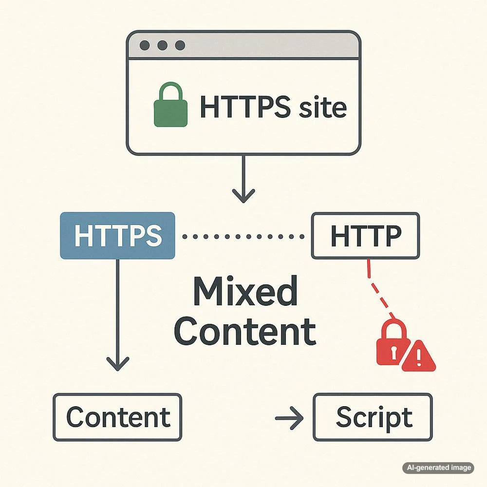 Illustration of fixing mixed content issues on a website