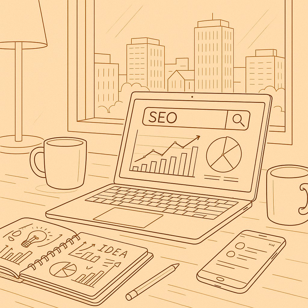 A person typing on a laptop with local news websites and blogs open, symbolizing backlink strategies