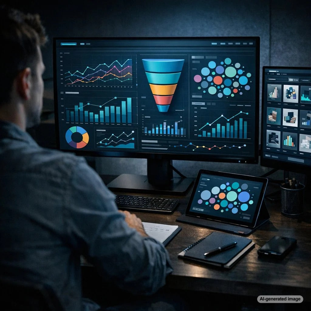 Infographic and SEO data visualization concept showing charts, graphs, and digital marketing analytics for making complex search topics more engaging and shareable
