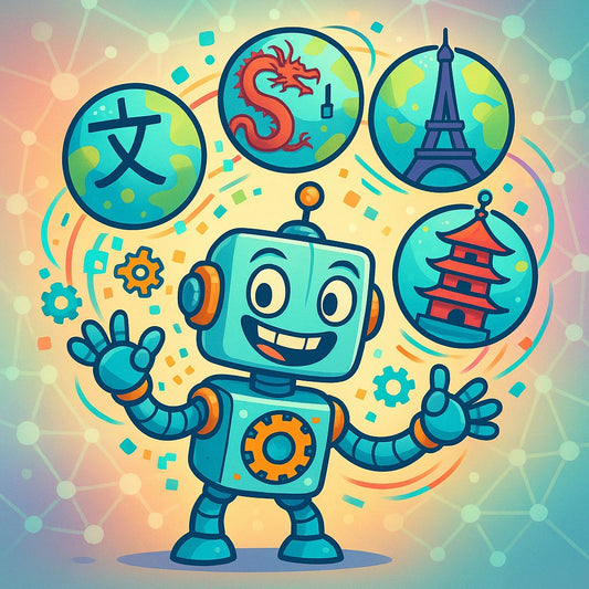 Illustration depicting AI language model powering multilingual SEO across global audiences