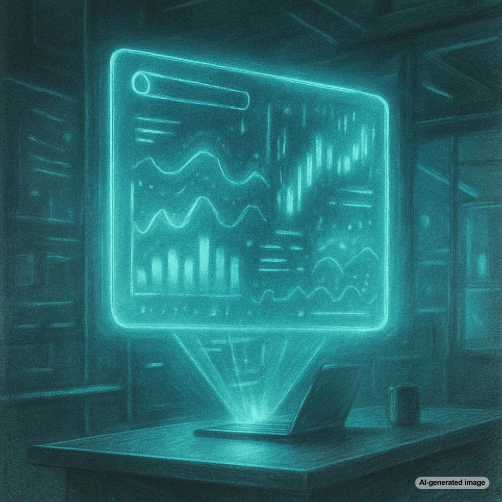 Illustration of holographic content emerging from a device
