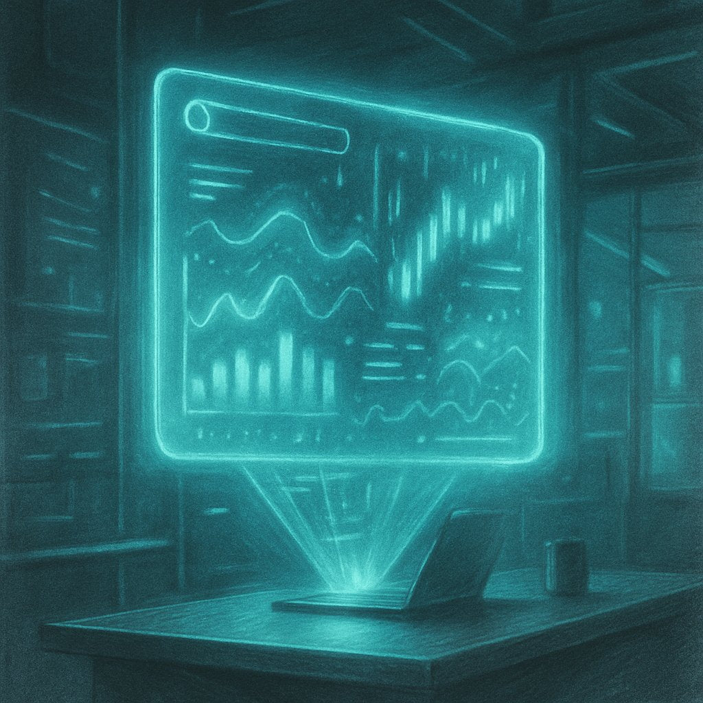 Illustration of holographic content emerging from a device