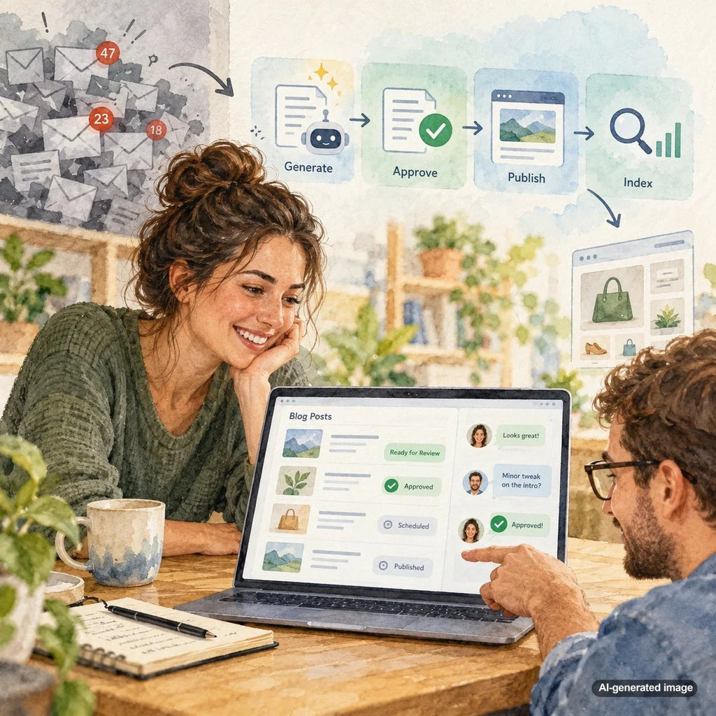 Organized blog content approval workflow designed to prevent email bottlenecks and keep publishing on schedule