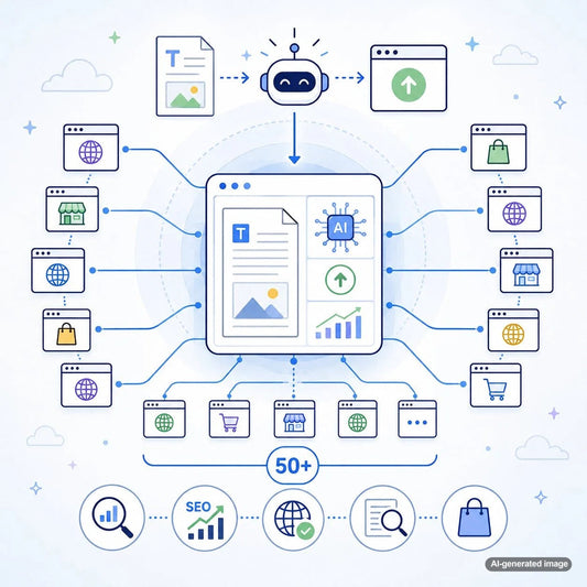 Centralized content distribution workflow managing publication across more than 50 domains