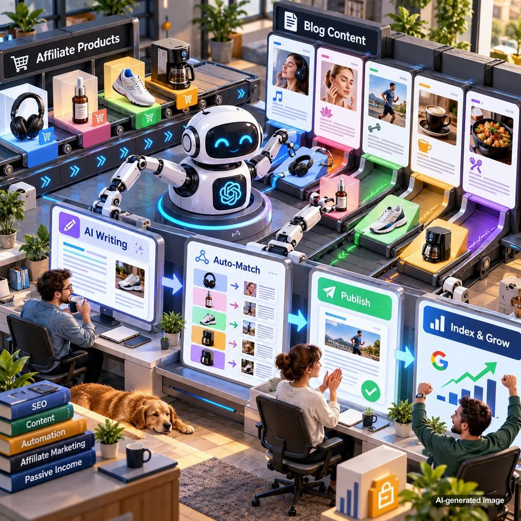 Automated affiliate product matching system connecting relevant product recommendations with blog content