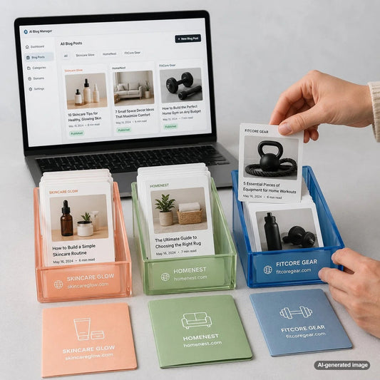 Organized multi-client content publishing workflow designed to keep articles, assets, and domain settings separated