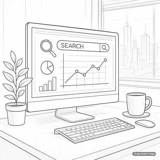 Illustration of decentralized search engine concept with nodes and blockchain elements