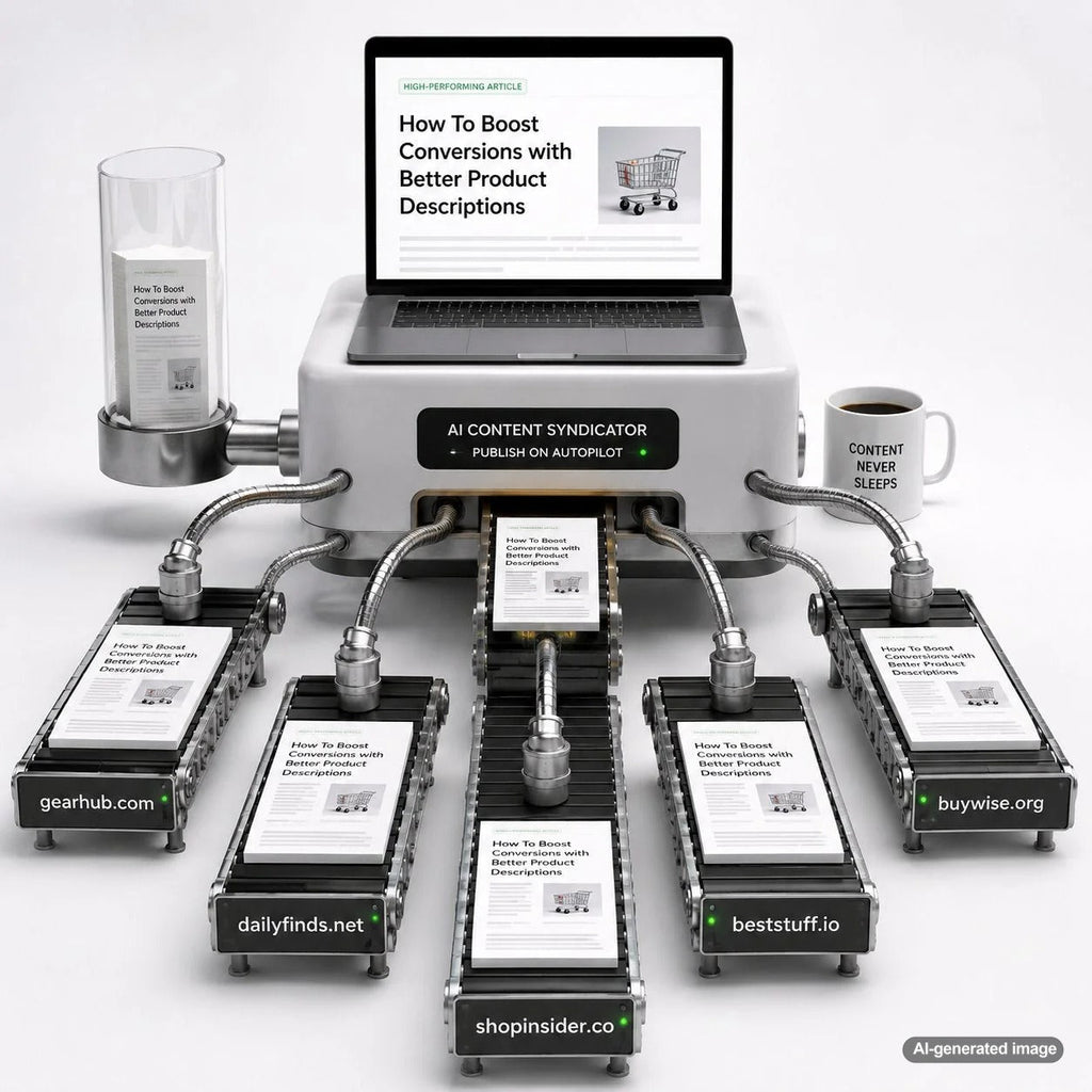 Automated content syndication workflow distributing high-performance articles across multiple business domains