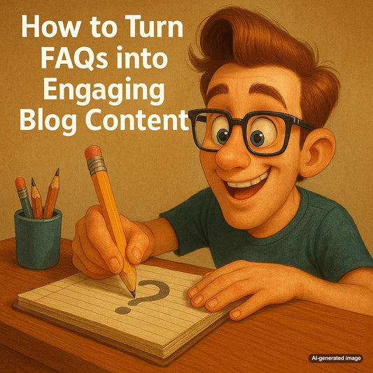 Illustration depicting the transformation of FAQs into engaging blog content