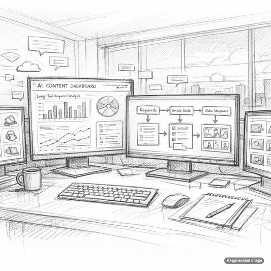 Illustration representing how to turn how-to long-tail keywords into step-by-step guides, tutorials, and video content for SEO growth