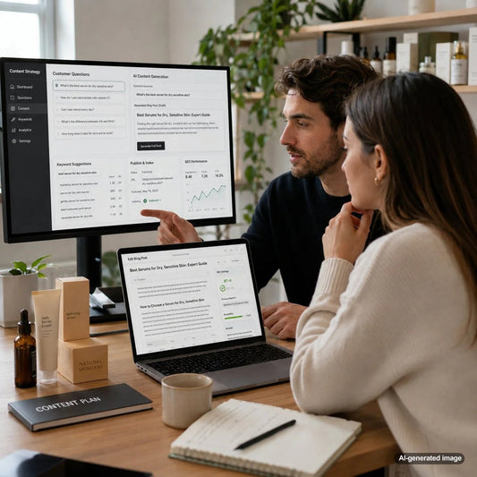 Guide illustrating how product questions can be transformed into high intent SEO blog content for better search rankings and conversions