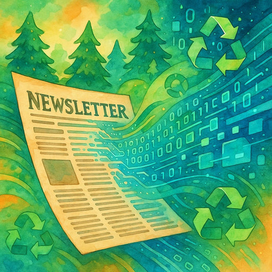 A creative illustration depicting the recycling of old SEO traffic through newsletters