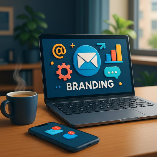 Laptop screen with email branding imagery representing BIMI and local SEO