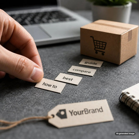 SEO blog strategy concept showing content capturing customers before they search for a specific brand