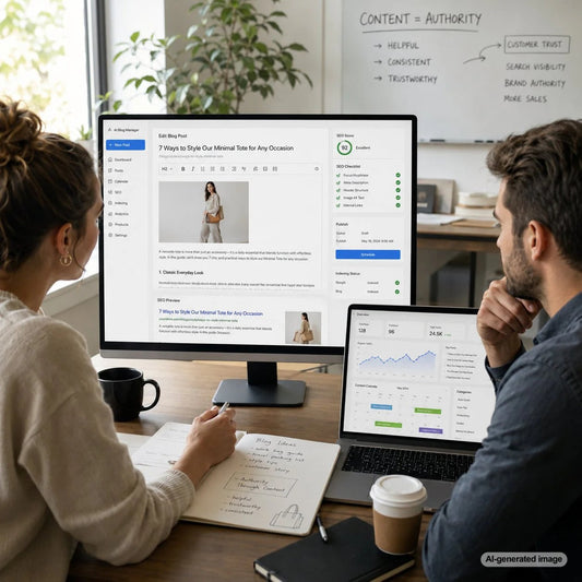 Business owner using blog posts to build authority and improve Google rankings in a crowded market