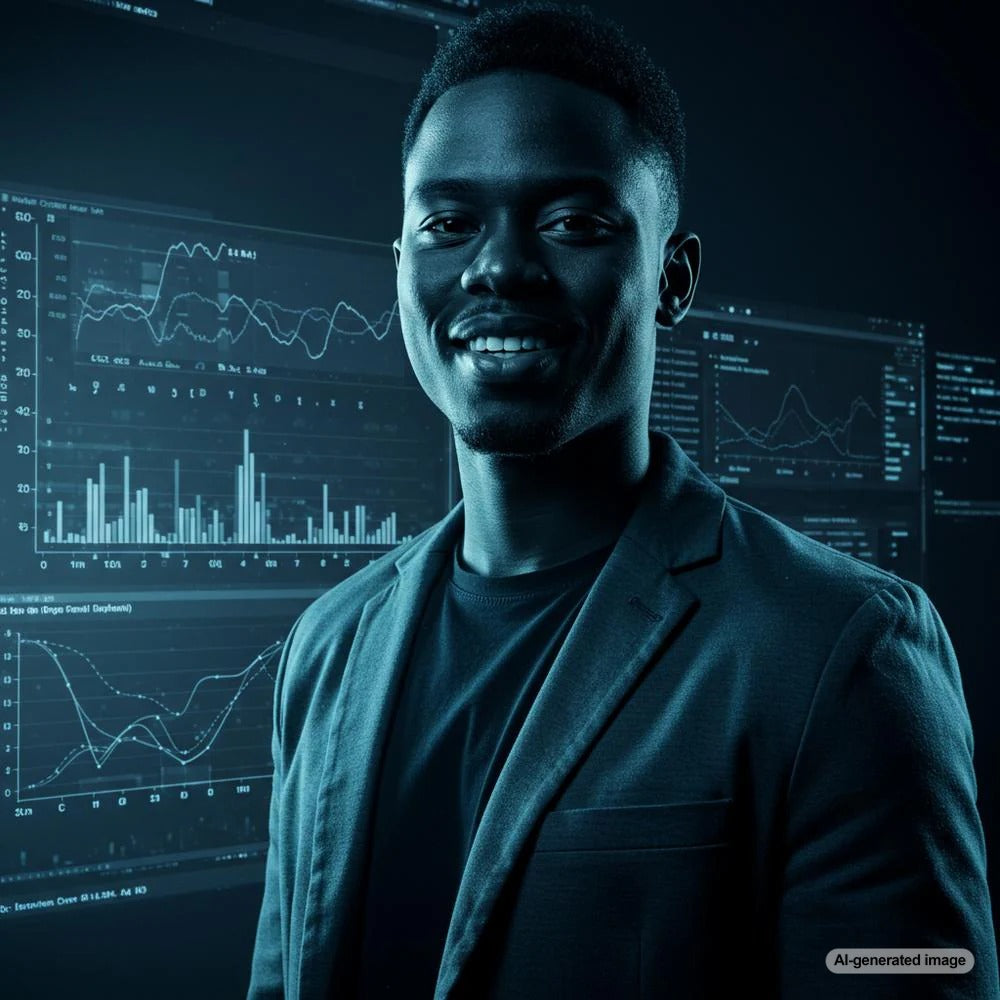 Illustration depicting a person building authority through niche market blogging