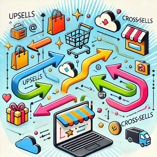 Illustration depicting blogging strategies for upselling and cross-selling