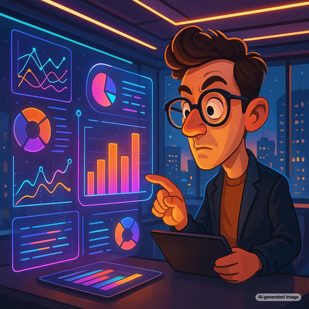 Graph and analytics dashboard representing data-driven content strategy
