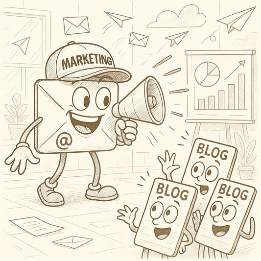 Email marketing converting blog readers into customers illustration