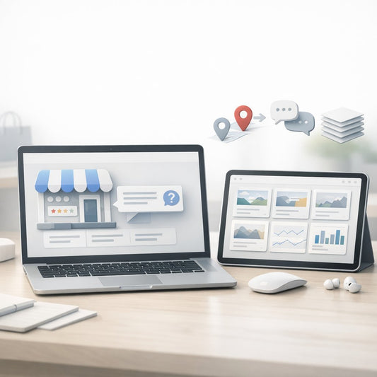 Business owner reviewing Google Business Profile questions to create local blog ideas for better search visibility