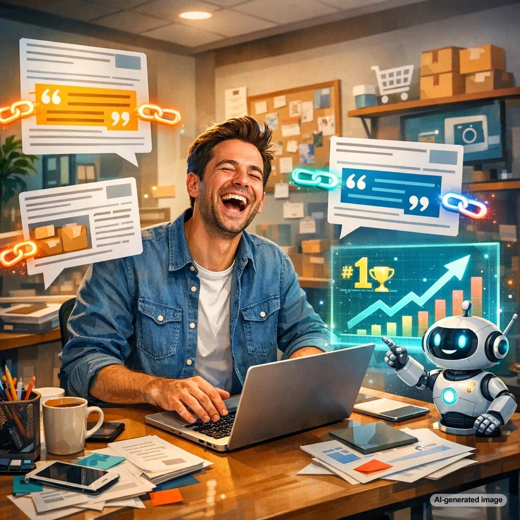 Business owner using HARO style journalist outreach to earn media quotes and high authority backlinks