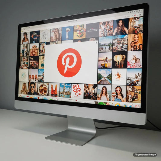 Illustration of Pinterest icons leading traffic to a blog