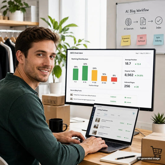 SEO ranking distribution dashboard illustrating keyword position groups and organic search progress