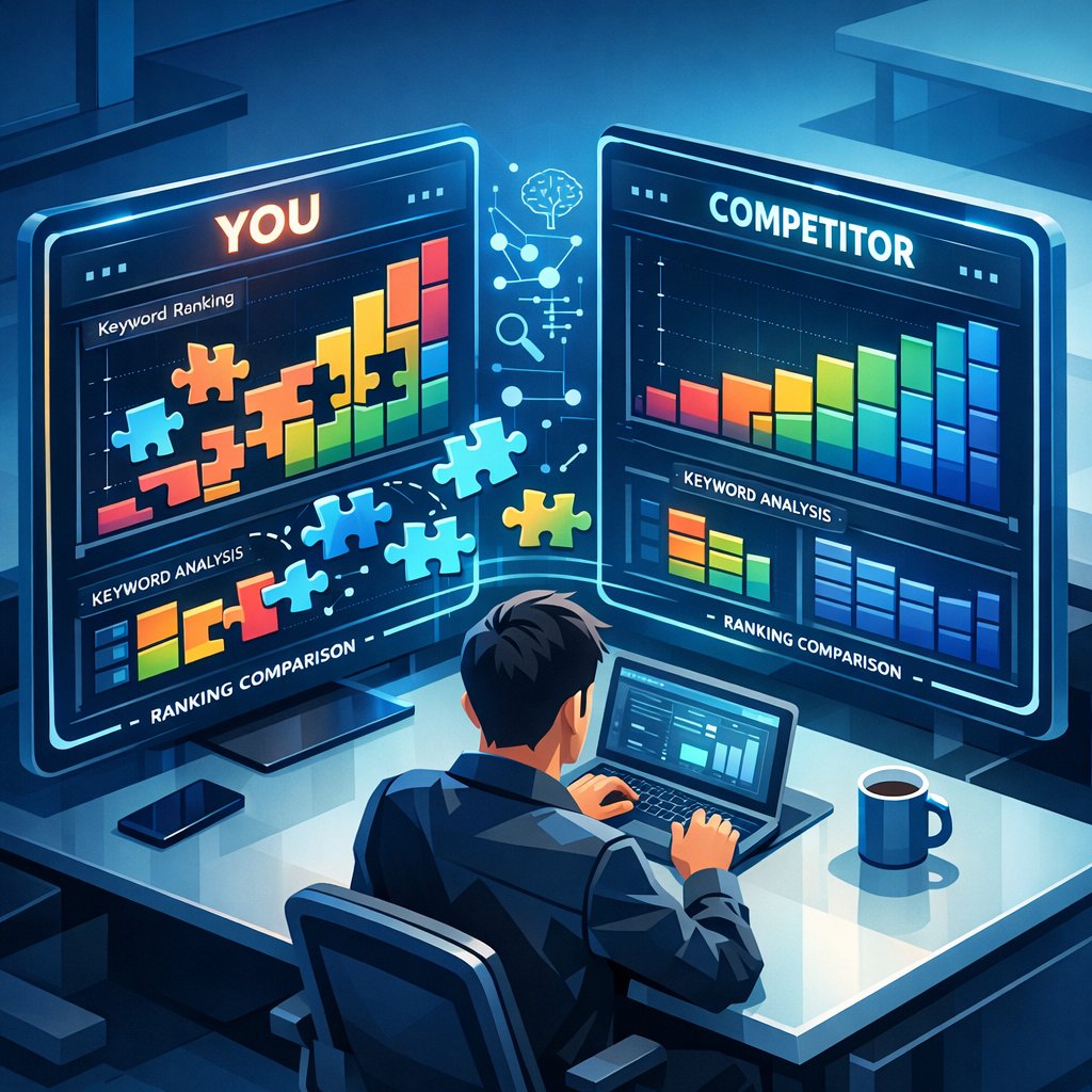 Keyword gap tool analysis showing competitor keyword opportunities and SEO strategy insights