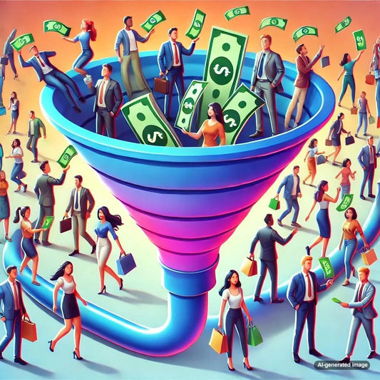 Illustration depicting the process of converting blog visitors into customers