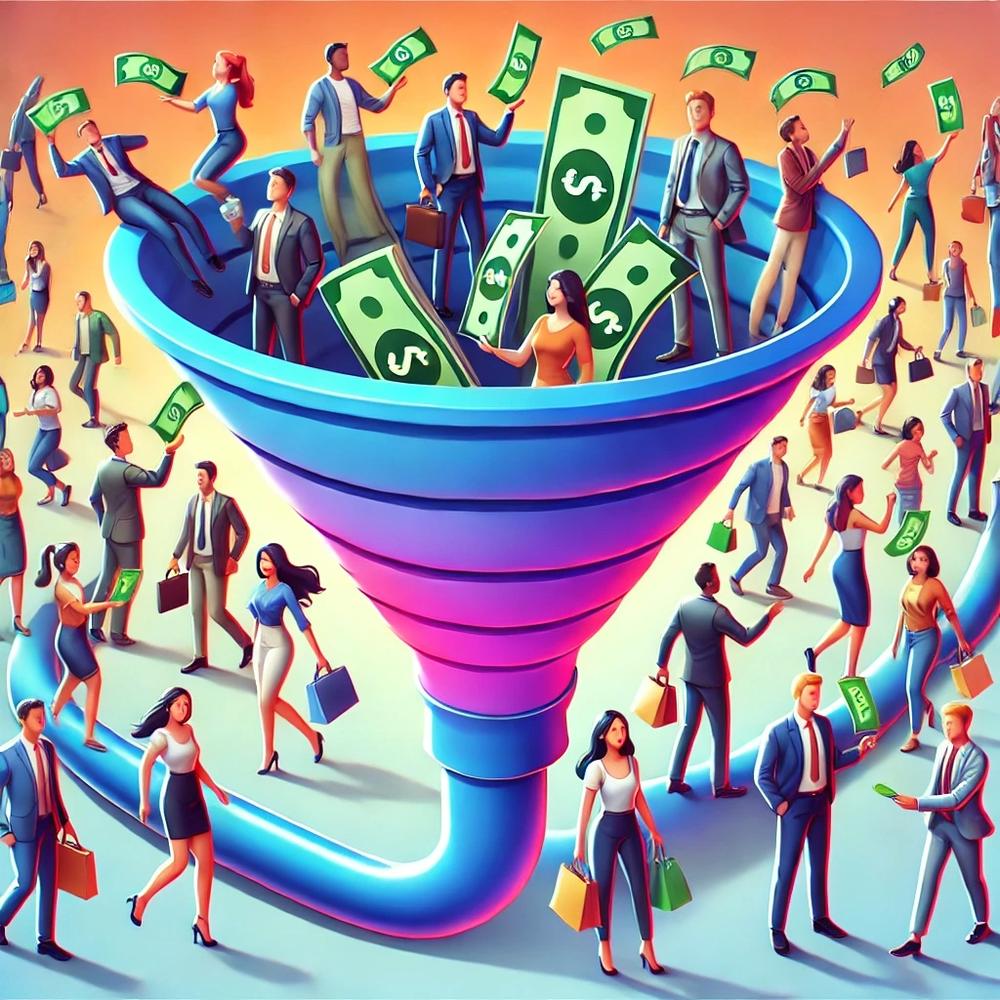 Illustration depicting the process of converting blog visitors into customers