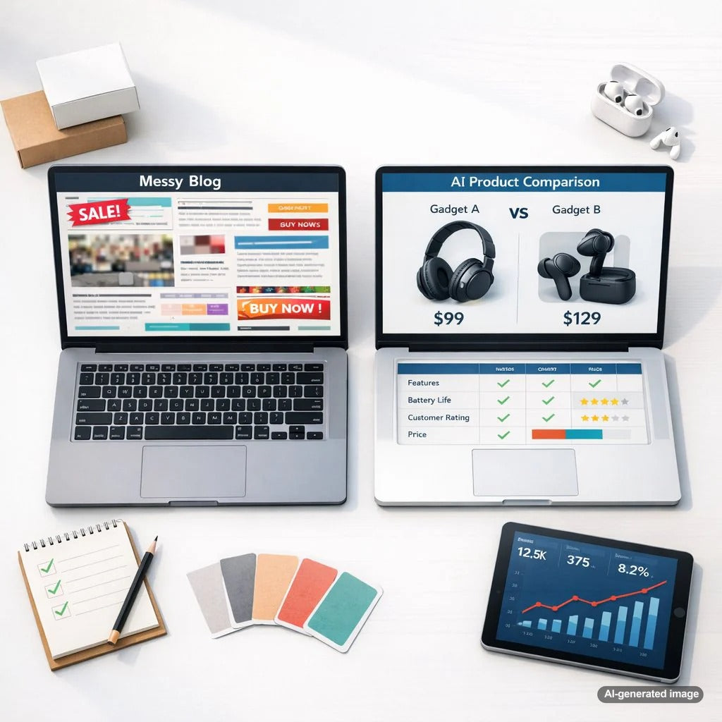 Business owner planning comparison blog posts that attract ready to buy visitors through SEO content strategy