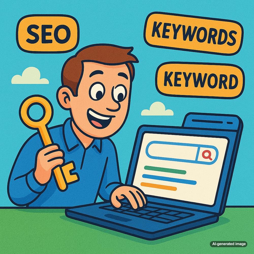 Illustration depicting keyword research and SEO optimization strategies
