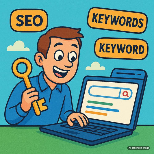 Illustration depicting keyword research and SEO optimization strategies