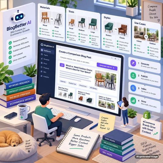Workspace displaying organized comparison notes for materials, sizes, styles, and customer use cases