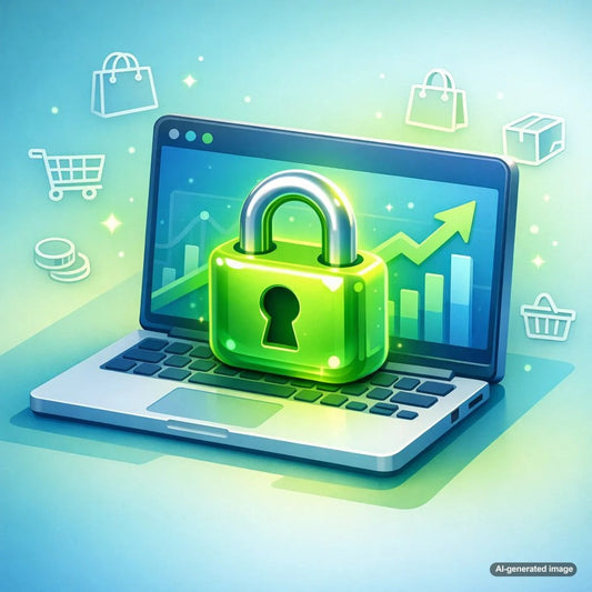 Browser address bar showing HTTPS padlock symbol representing website trust and search ranking strength