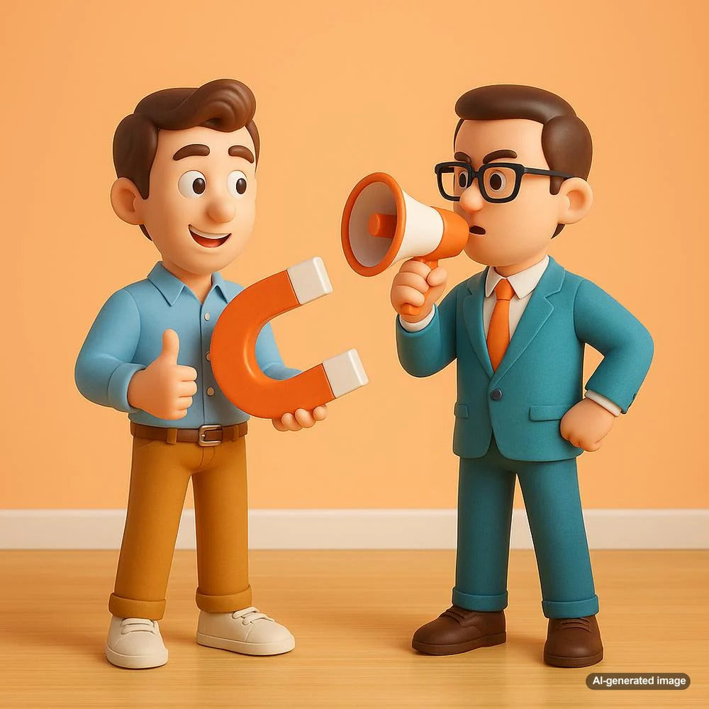 Visual representation comparing inbound and outbound marketing strategies