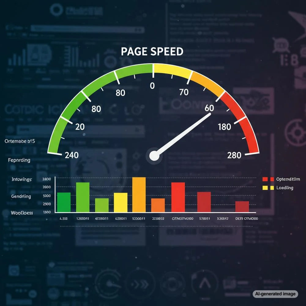 Website speedometer indicating fast page load time