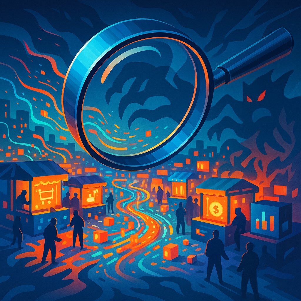 Illustration depicting the concept of zero-click searches, showing a search engine results page with AI-generated answers and no need to click through to websites.