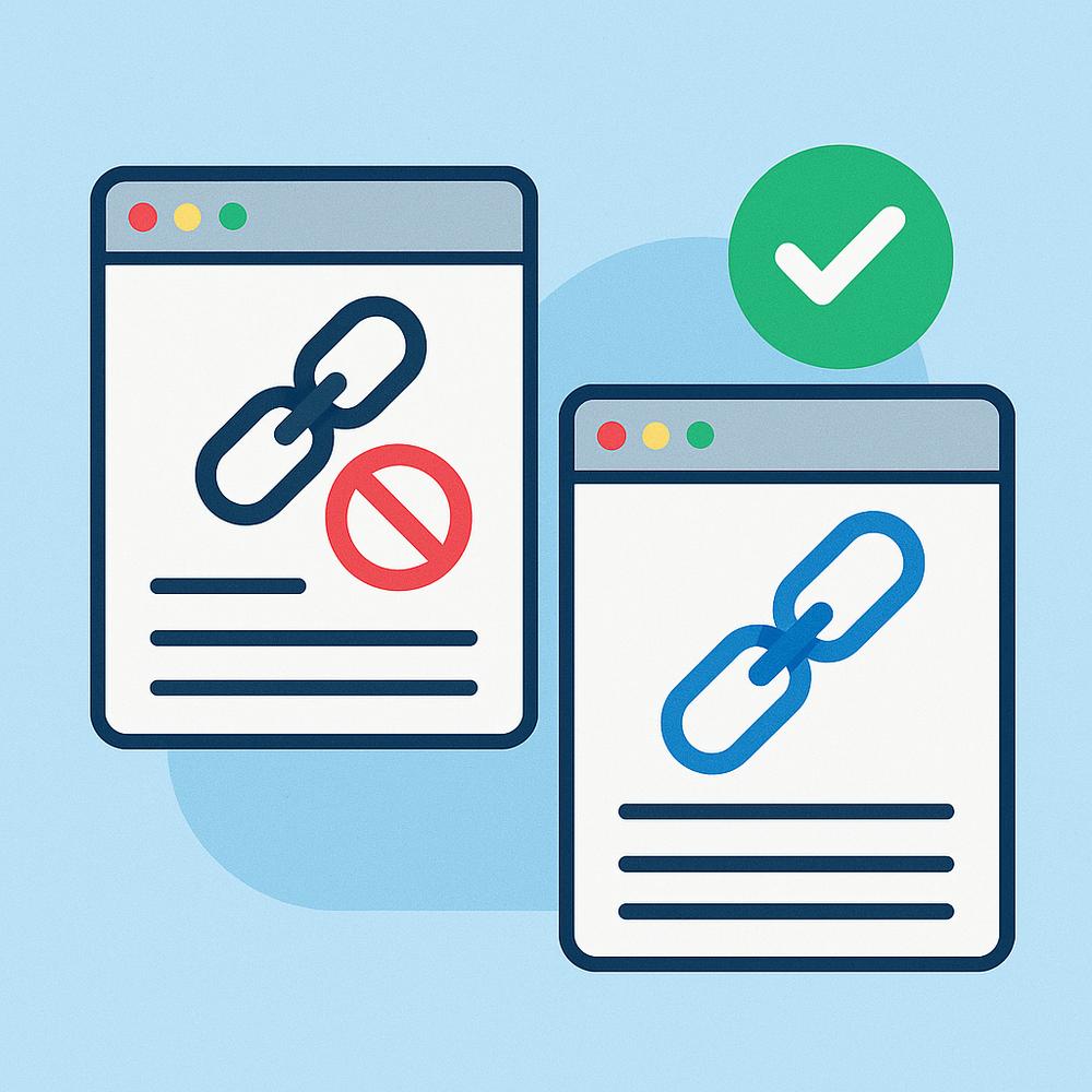 Illustration comparing Nofollow and Dofollow links in SEO