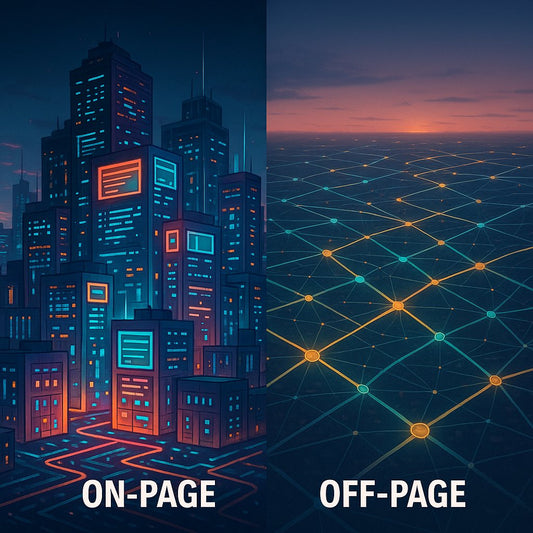 Diagram comparing On-Page SEO vs Off-Page SEO strategies
