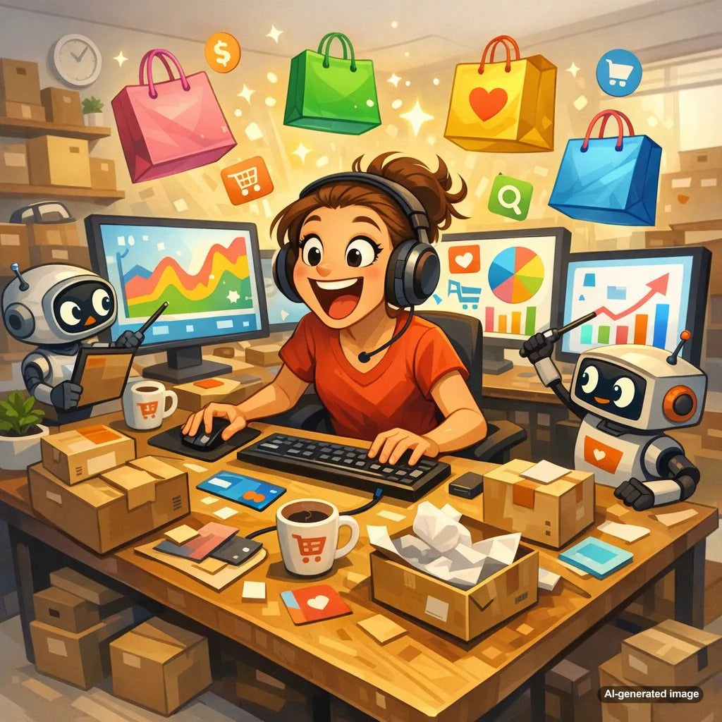 Illustration representing optimizing for the post purchase search query and customer journey after buying