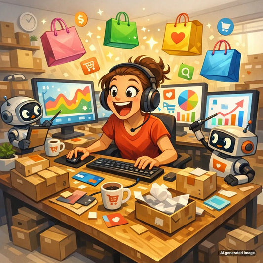 Illustration representing optimizing for the post purchase search query and customer journey after buying