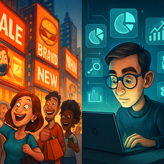 Illustration showing push marketing versus pull marketing strategies