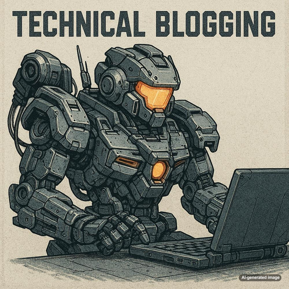 Illustration representing technical blogging with digital tools and content creation