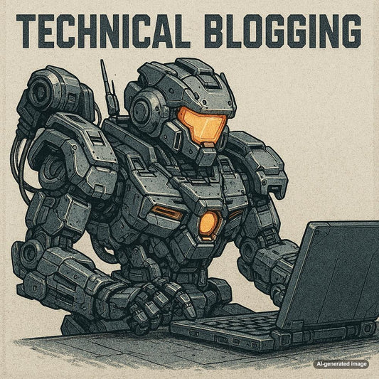 Illustration representing technical blogging with digital tools and content creation