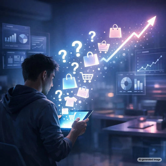 Business owner reviewing search intent notes and content framework for informational queries that convert into sales