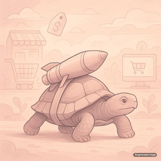 Illustration of a website loading gradually with visual pace cues to represent slow loading as a strategy